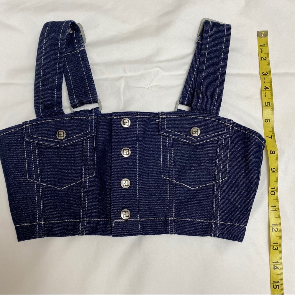 Ksubi Cropped Denim Bustier Top